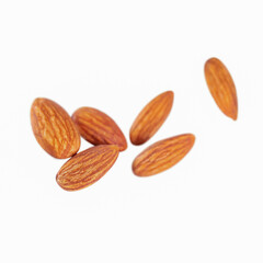 piece side view  almond cracked macro on white isolated