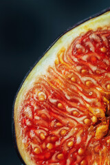 Macro photo of figs in the section