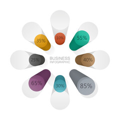 3D Infographic design 8 options. Infographics business concept financial trading chart eight steps. Concept digital stock Market Trading. Abstract background diagram. Web banner line graph chart