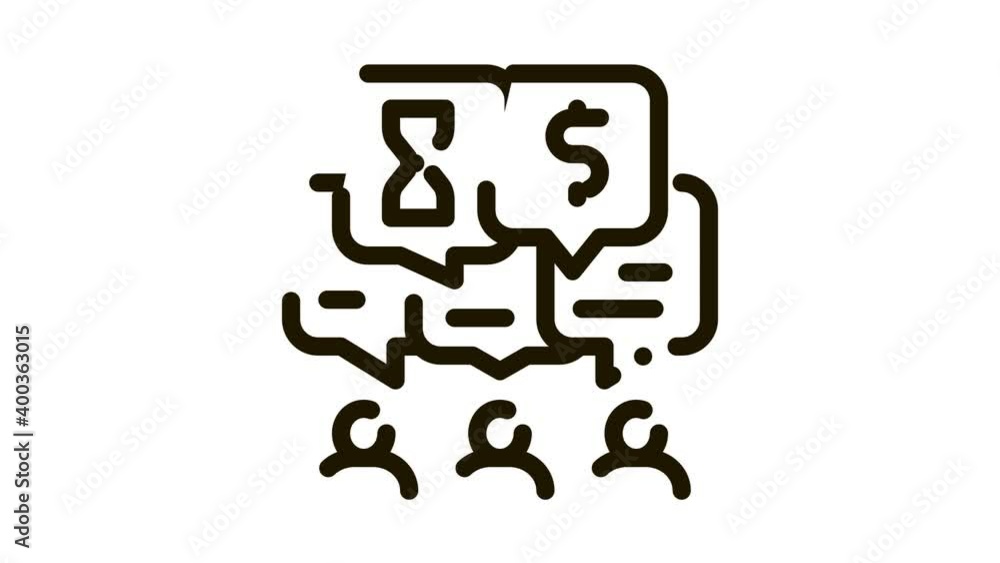 Poster different values of people icon animation. black different values of people animated icon on white b