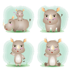 Cute rhinos collection in the children's style