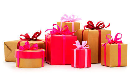 Gift boxes, gifts on a white background isolated.
