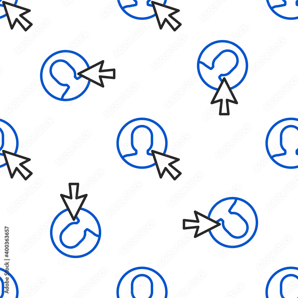 Poster line user of man in business suit icon isolated seamless pattern on white background. business avata