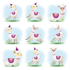 Cute alpaca collection in the children's style