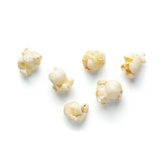 Popcorn piece on white isolated