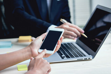 Business Woman Uses Smartphone