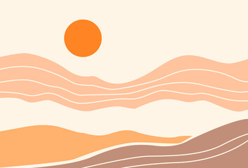 Abstract vector landscape. Contemporary illustration in pastel colors. Flat abstract design.