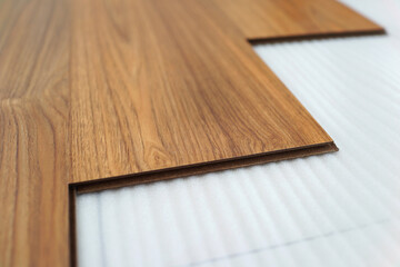 Naklejka na ściany i meble Wood parquet pieces, board for flooring.