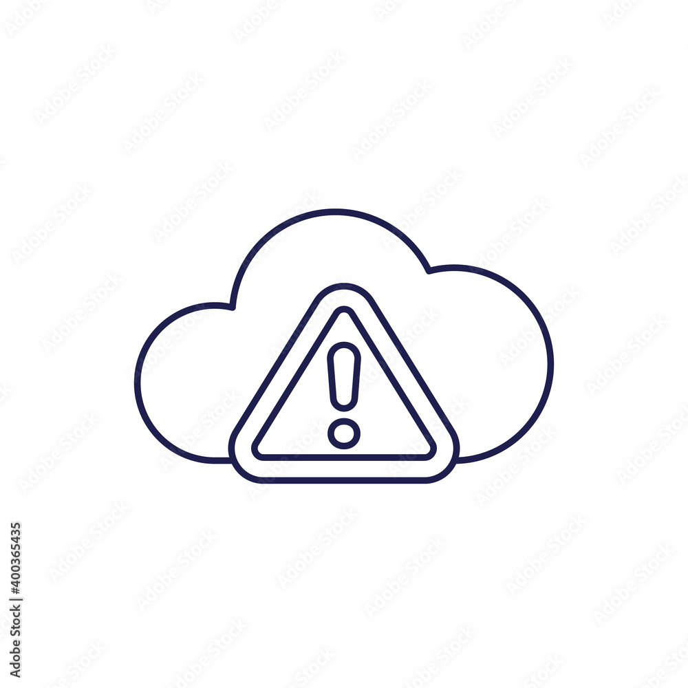 Poster warning, upload error line icon with cloud