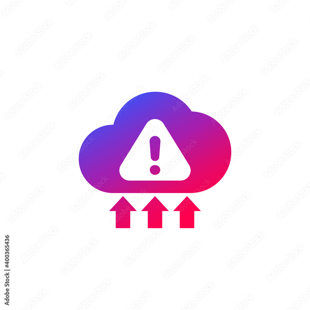 Poster warning, upload error icon with a cloud