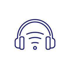 wireless headset, headphones line icon