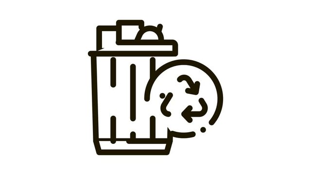 waste recycling Icon Animation. black waste recycling animated icon on white background
