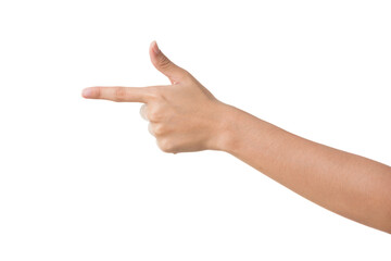 Hand finger pointing isolated on white background