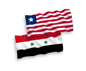 Flags of Liberia and Syria on a white background