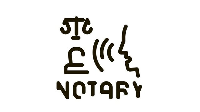 legal notary Icon Animation. black legal notary animated icon on white background