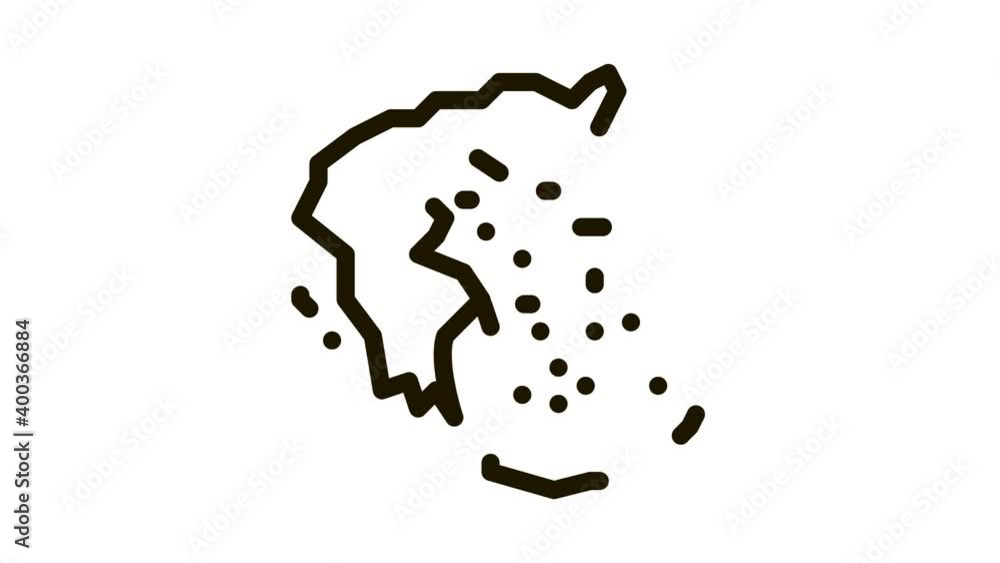 Poster greece on the map Icon Animation. black greece on the map animated icon on white background