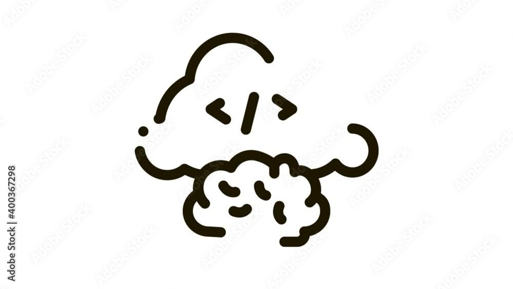 Aufkleber brain cloud separation icon animation. black brain cloud separation animated icon on white backgroun