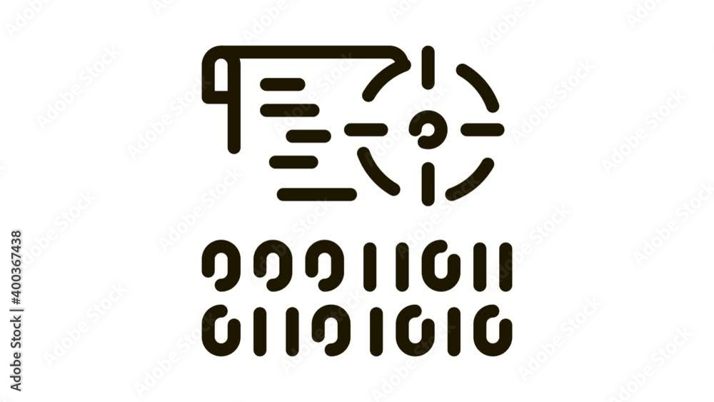 Poster binary target icon animation. black binary target animated icon on white background