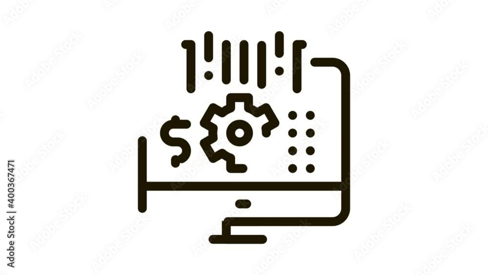 Aufkleber computer cache settings icon animation. black computer cache settings animated icon on white backgro