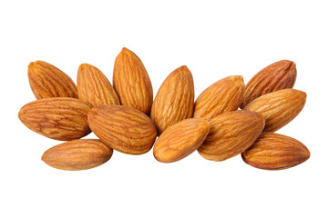brown almond  close up on white isolated