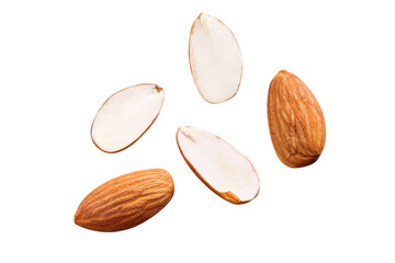 almond raw coolection fly on white. isolated