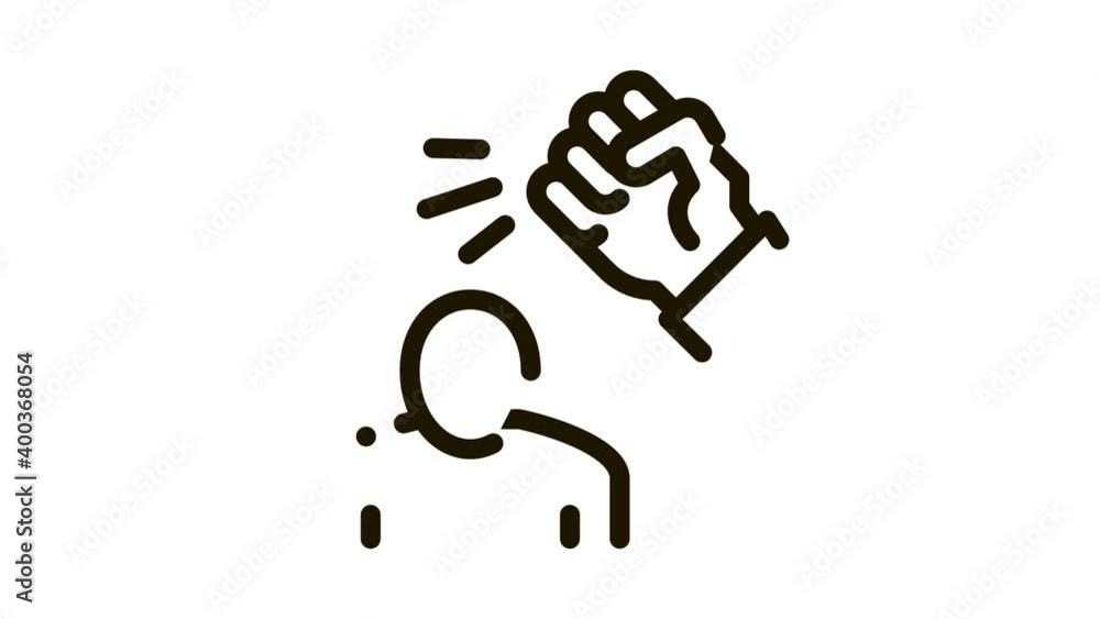 Poster beating man icon animation. black beating man animated icon on white background