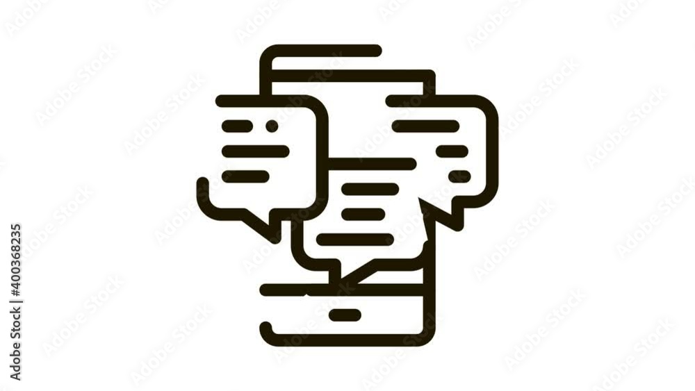 Poster many telephone messages icon animation. black many telephone messages animated icon on white backgro