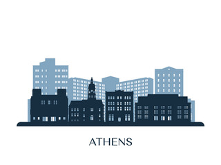 Athens, Georgia skyline, monochrome silhouette. Vector illustration.