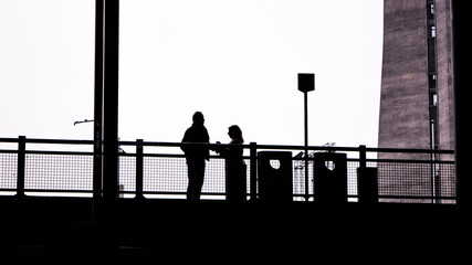 Silhouette of people in the airport