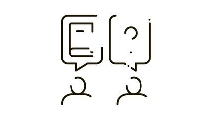 book discussion dialogue Icon Animation. black book discussion dialogue animated icon on white background