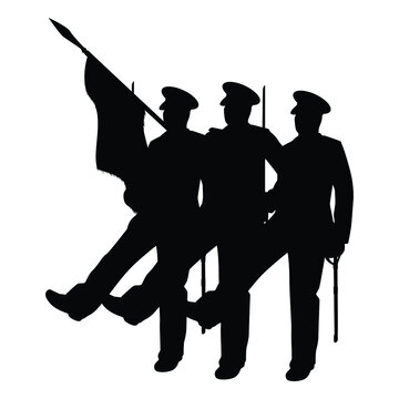 Soldier parading troop silhouette vector