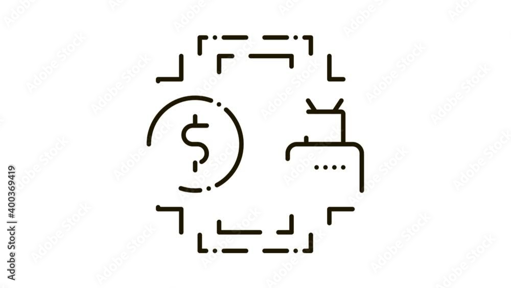 Poster automated withdrawal of money icon animation. black automated withdrawal of money animated icon on w