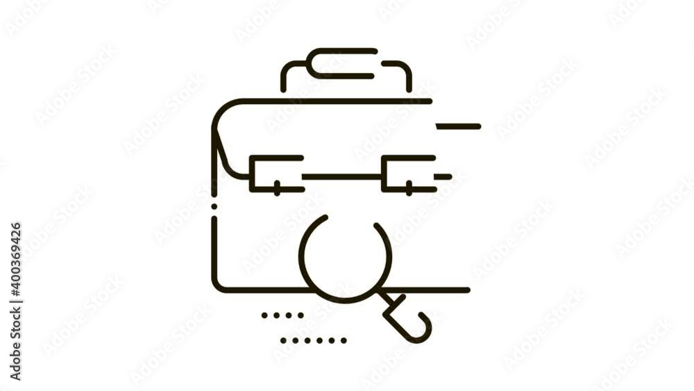Poster briefcase bag check icon animation. black briefcase bag check animated icon on white background
