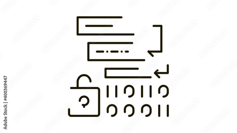 Aufkleber binary protection algorithm icon animation. black binary protection algorithm animated icon on white