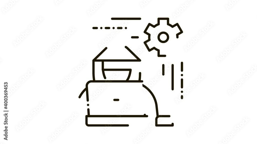 Poster settings hacker icon animation. black settings hacker animated icon on white background