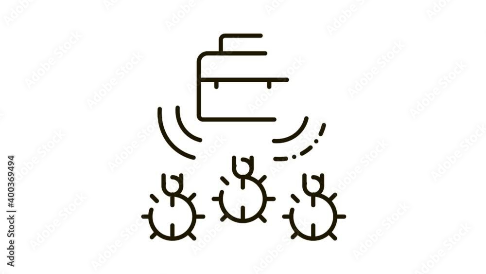 Poster bugs for listening in briefcase icon animation. black bugs for listening in briefcase animated icon 