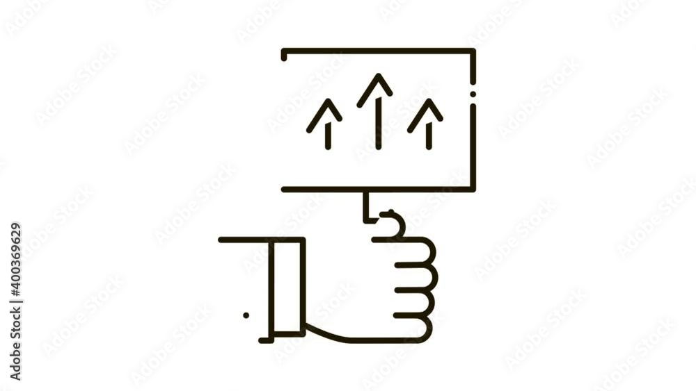 Fototapete pointer only up icon animation. black pointer only up animated icon on white background