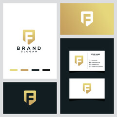 Letter F shield luxury logo concept vector template