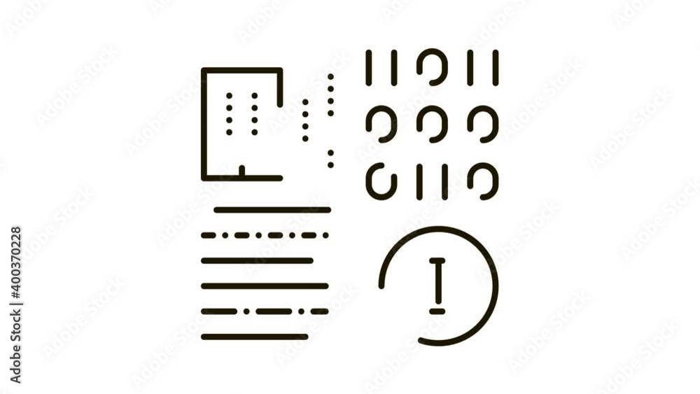 Aufkleber binary information icon animation. black binary information animated icon on white background