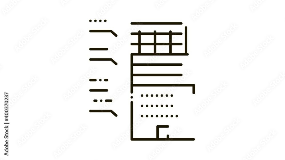 Poster analysis of functions of parts of residential building icon animation. black analysis of functions o