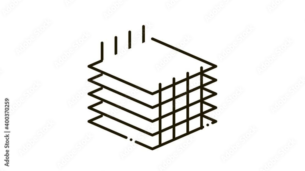 Poster building sheets for home icon animation. black building sheets for home animated icon on white backg