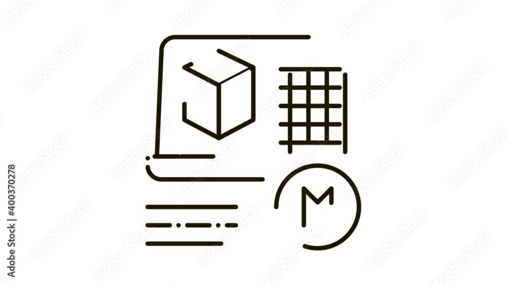 Poster modeling of building materials icon animation. black modeling of building materials animated icon on