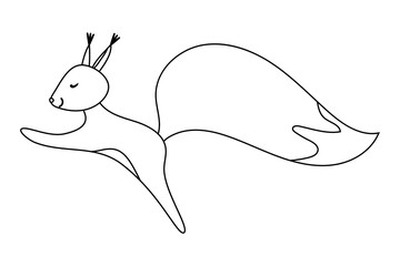 Happy squirell vector illustration hand drawn in doodle style. Festive decoration for Christmas, birthday party, for coloring print, invitation carts, postcard, logos, prints