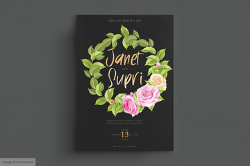 wedding card set with soft pink roses