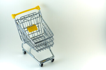 A smaller model of a shopping cart on a white background.