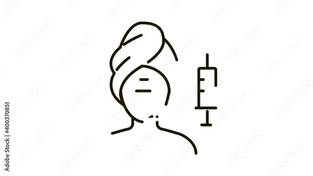 Poster injection into problem areas of face icon animation. black injection into problem areas of face anim