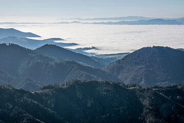 Big Fatra mountains and Turiec basin, Slovakia, inverse weather scene