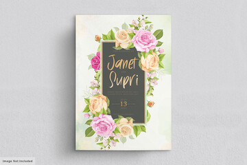 wedding card set with soft pink roses