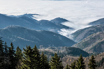 Big Fatra mountains and Turiec basin, Slovakia, inverse weather scene