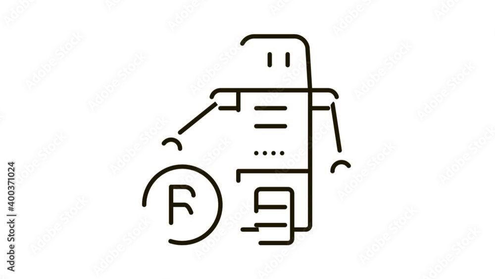 Poster moving robot icon animation. black moving robot animated icon on white background